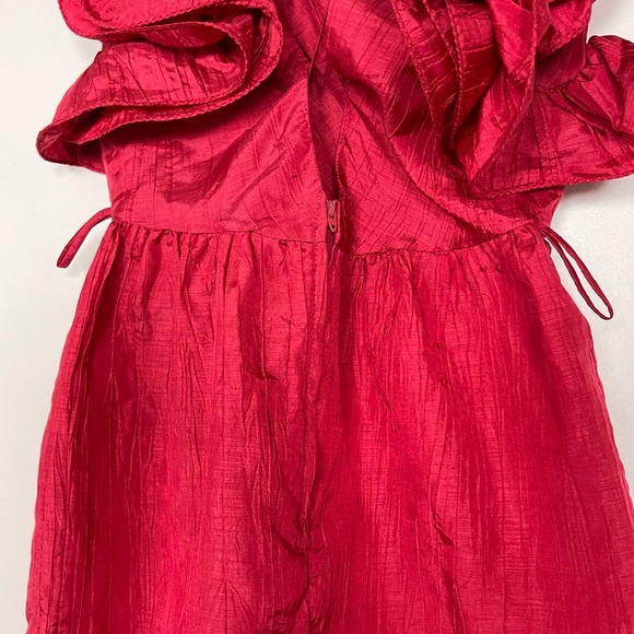 B.B. Collections Dress Size Small XS Hot Pink Crinkle Mini Tie back Vintage - Picture 4 of 7